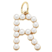 Pearl-Studded Letter Charm in Ivory: O