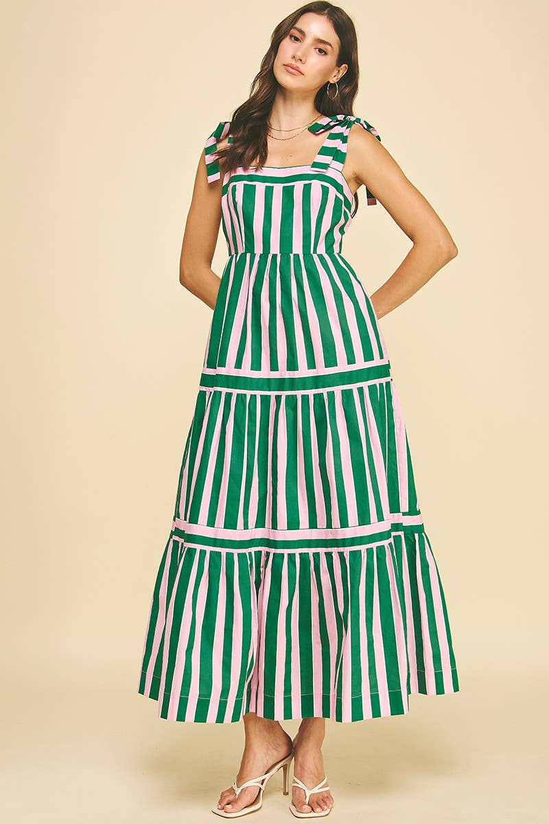 Braylee MULTI COLOR STRIPED TIERED MAXI DRESS