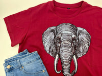 T-Town Elephant Tusks Univ of Alabama | Women's Sequin Design Tee (Crimson):