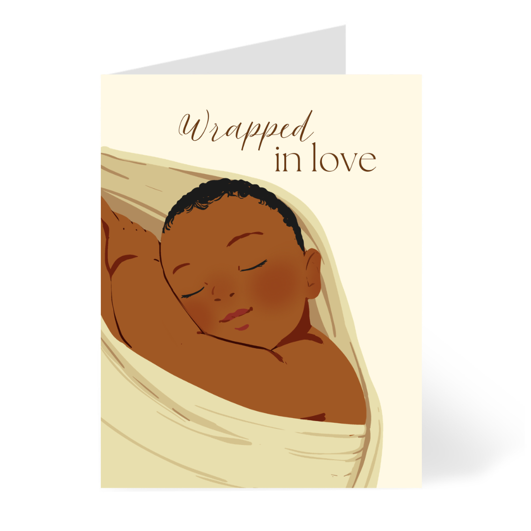 Wrapped in Love - Brown - New Baby Card