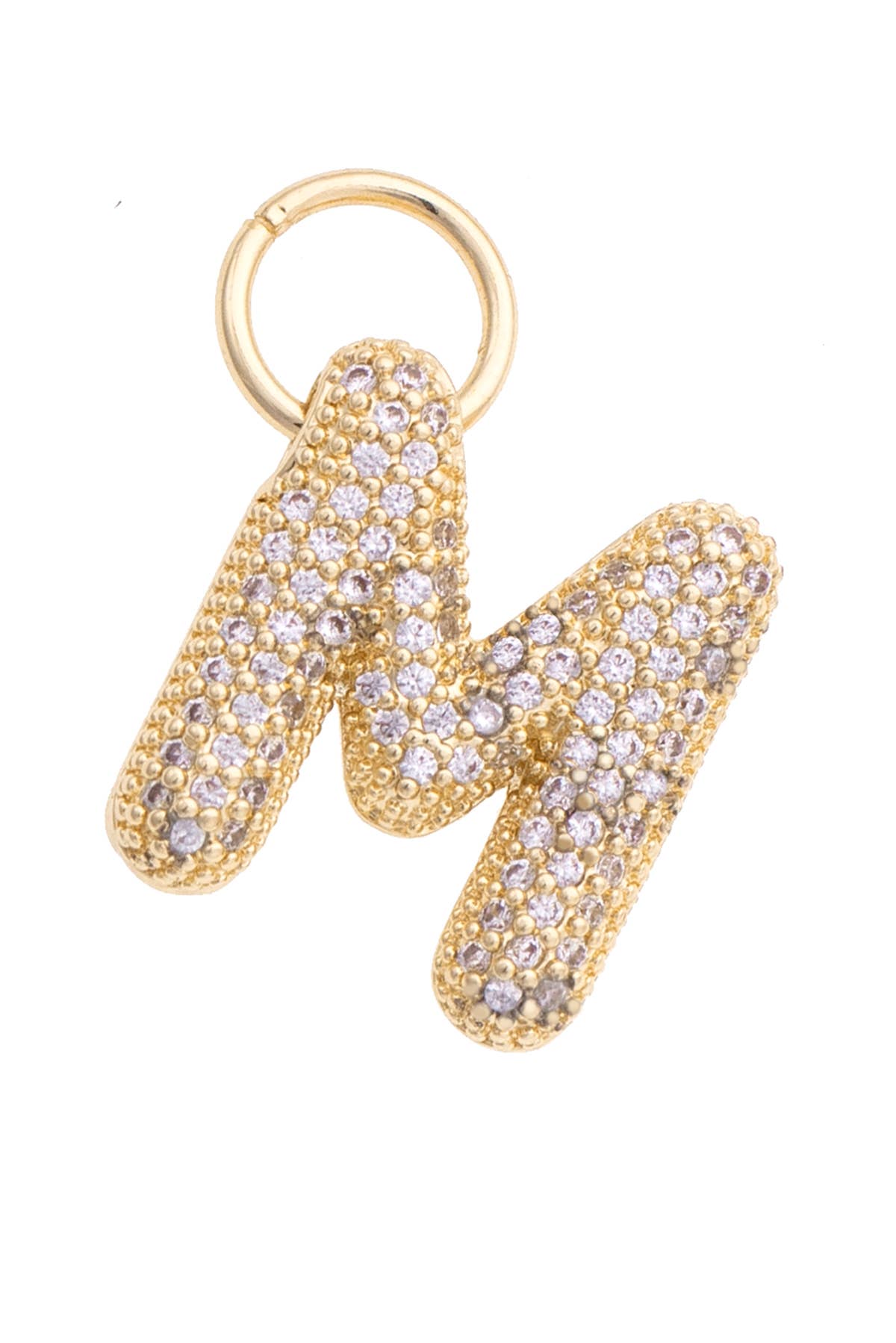 Canvas Style Charm Bar Letter Pave Initial Charm in Shiny Gold