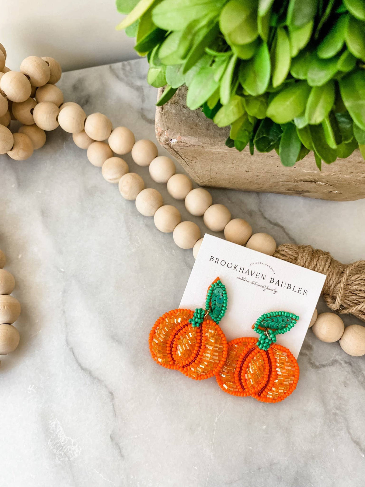 Pumpkin Beaded Southern Statement Earrings