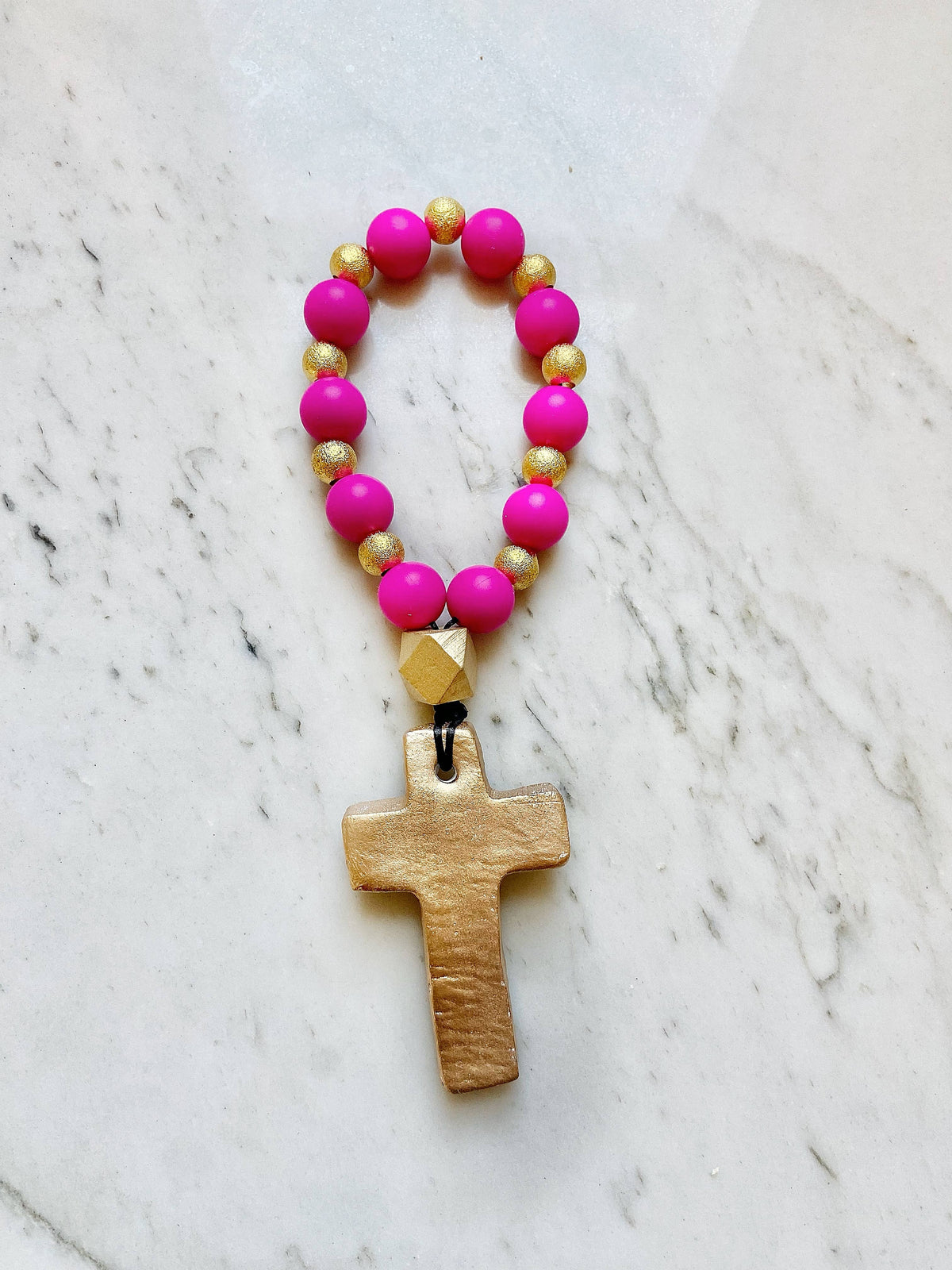 Prayer Beads with Gold: Light Pink