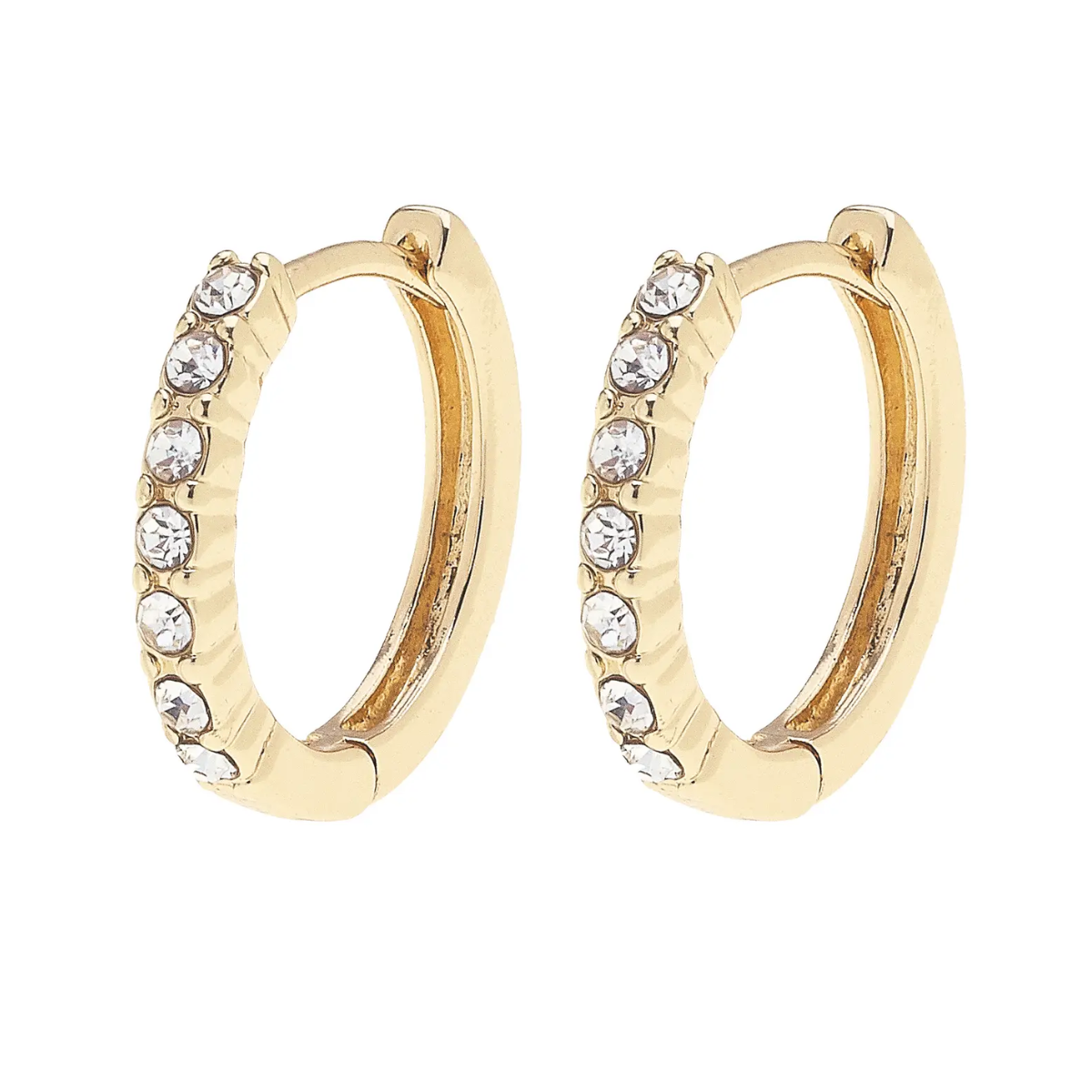 Remi Pave Huggie Hoop Earrings: Clear