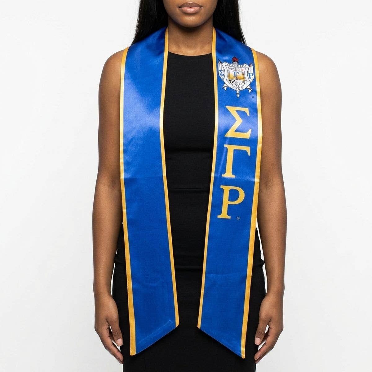 SGRHO Print Legacy Honor Stole in Blue with Gold: Color: Gold and Blue / Plating: Multi Tone / Size: 72 x 5 inches