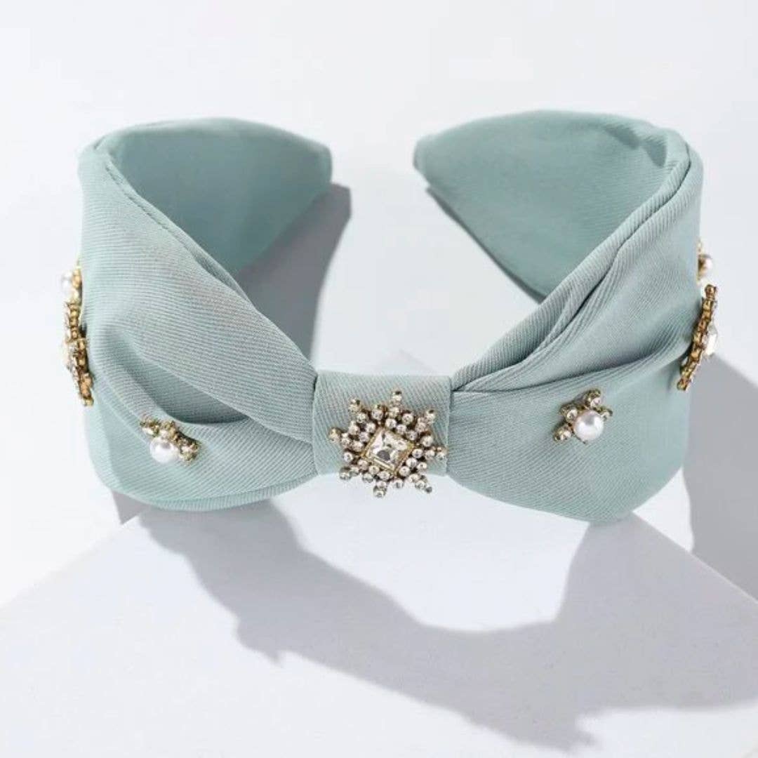 Bejeweled Headband | Cute Blue Headband | Wide Jewels