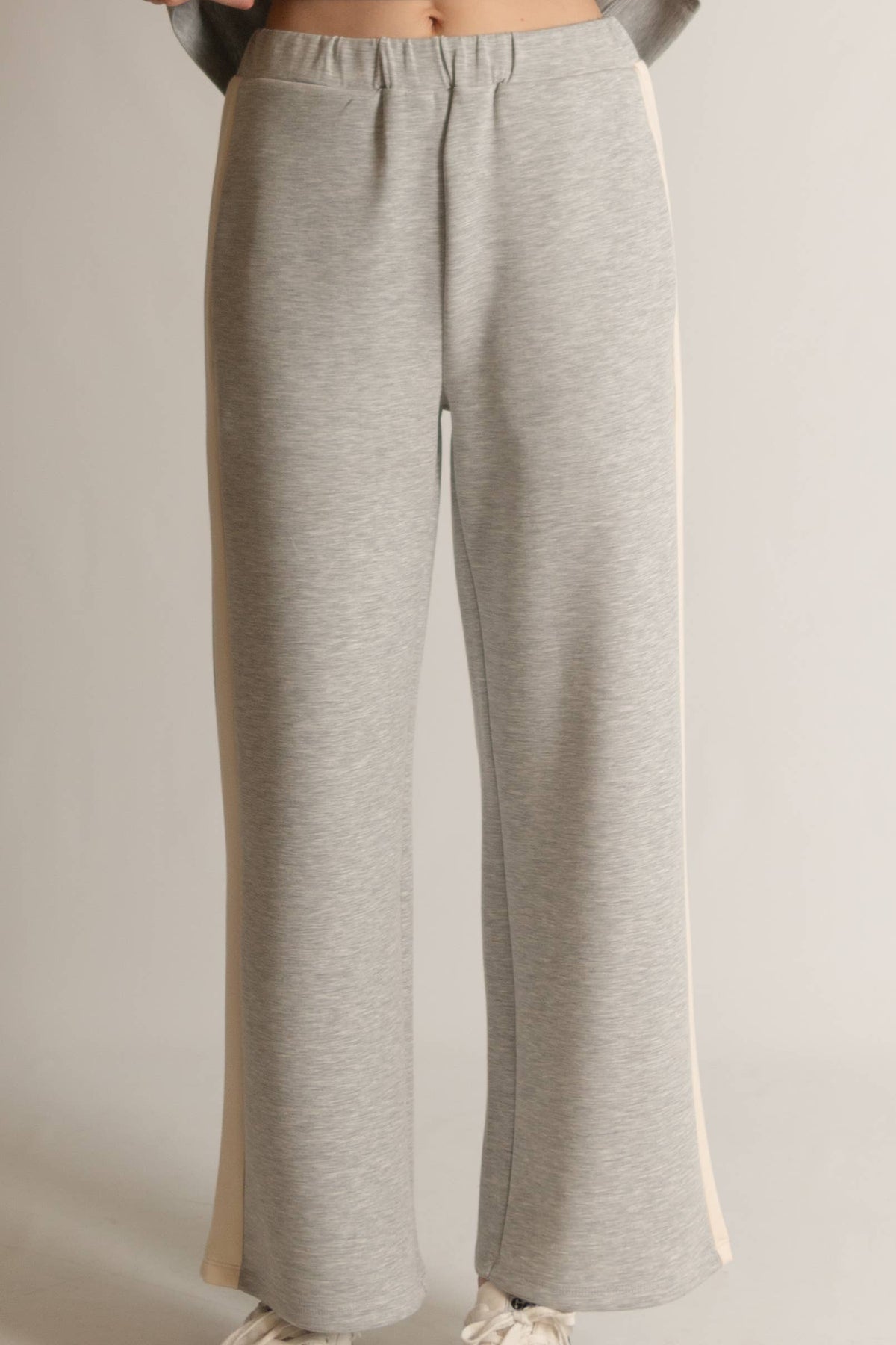 P. CILL Butter Modal Side Stripe Wide Leg Pants: Black / Small