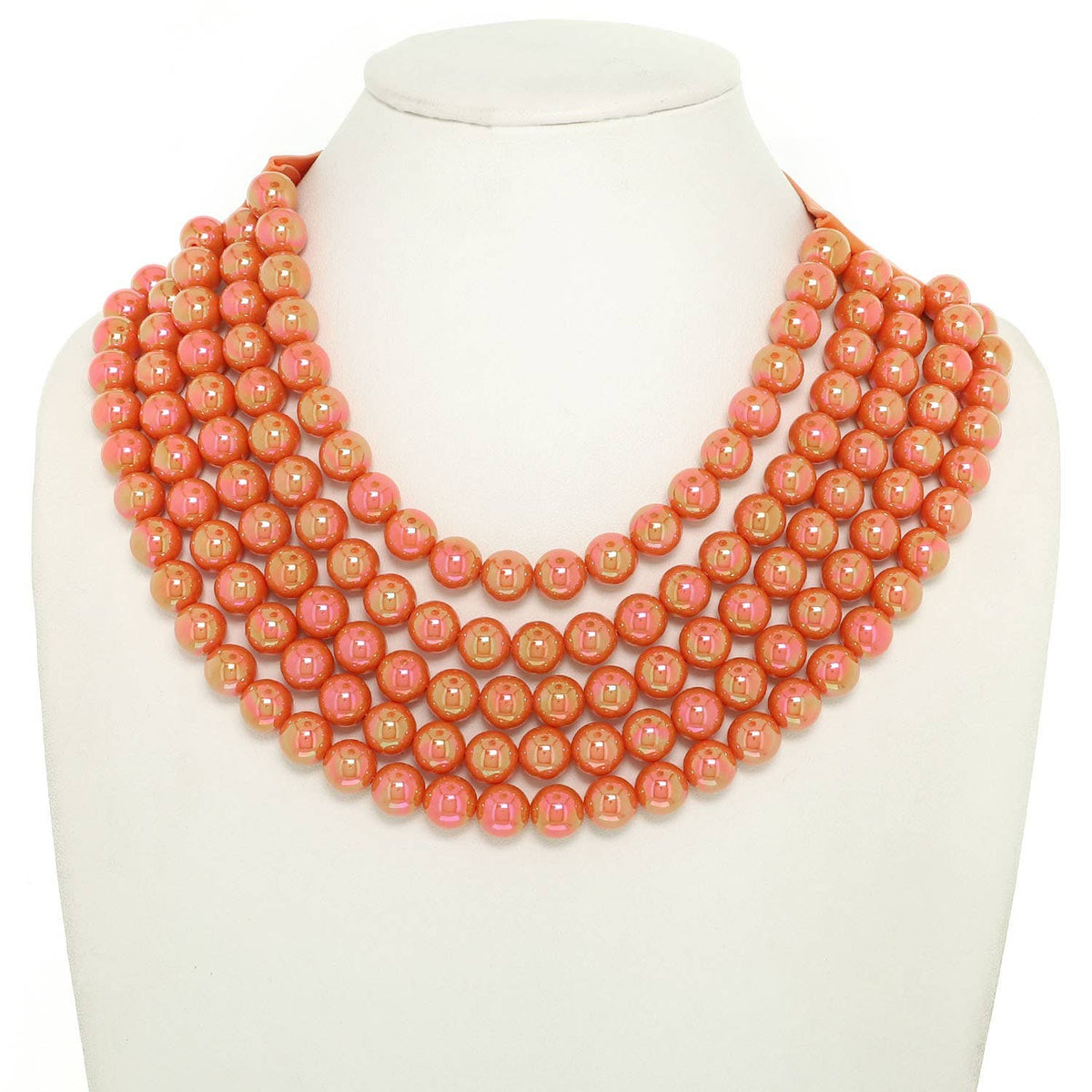 BLING METALLIC COLOR BEADED NECKLACE FAUX LEATHER MAGNETIC: Blue