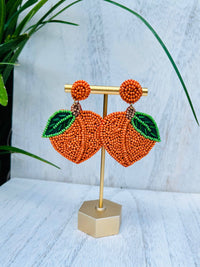 Peach Beaded Statement Earrings