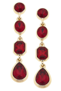 Daphne Rhinestone Linked Earrings: Red