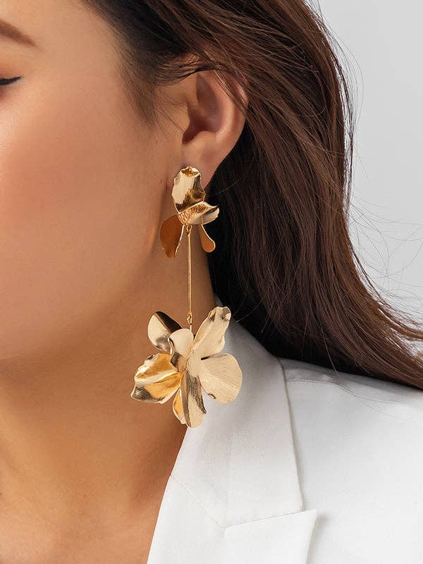 Flower Shape Drop Earrings Earrings Accessories: GOLD / One_size