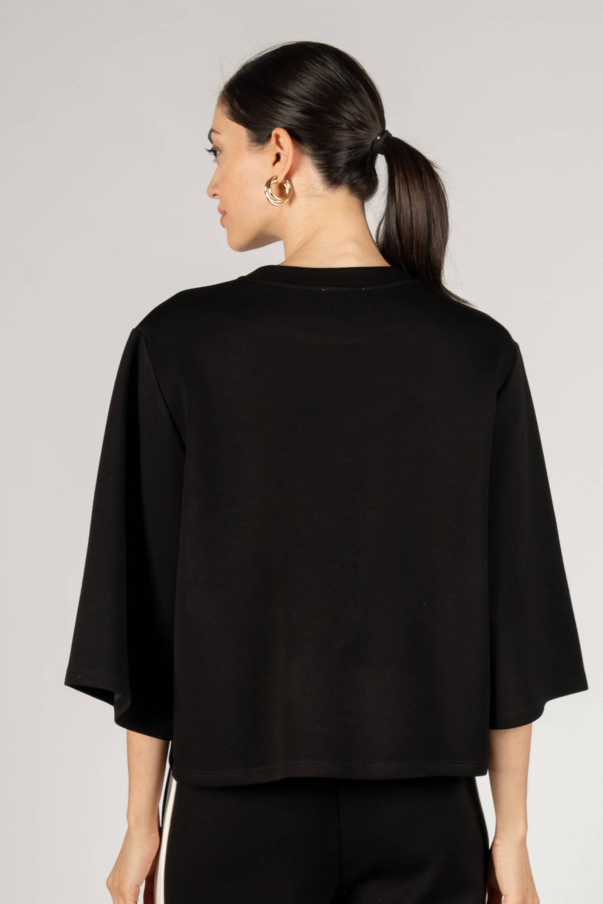 P. CILL Butter Modal 3/4 Sleeve Top: Black