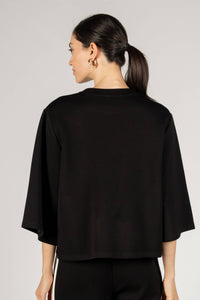 P. CILL Butter Modal 3/4 Sleeve Top: Black or Blue