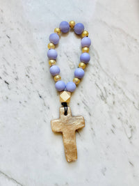 Prayer Beads with Gold: Light Blue