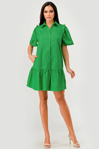 Cindy Short Sleeve Collared Button Down Dress