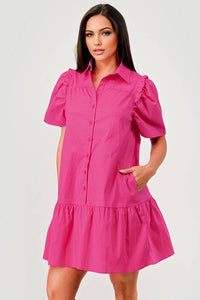 Cindy Short Sleeve Collared Button Down Dress