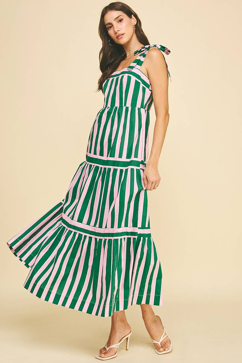 Braylee MULTI COLOR STRIPED TIERED MAXI DRESS