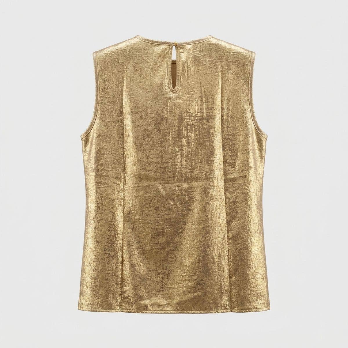 XLarge AKA Golden Soror Metallic Sleeveless Top: Gold / Multi Tone / X-Large
