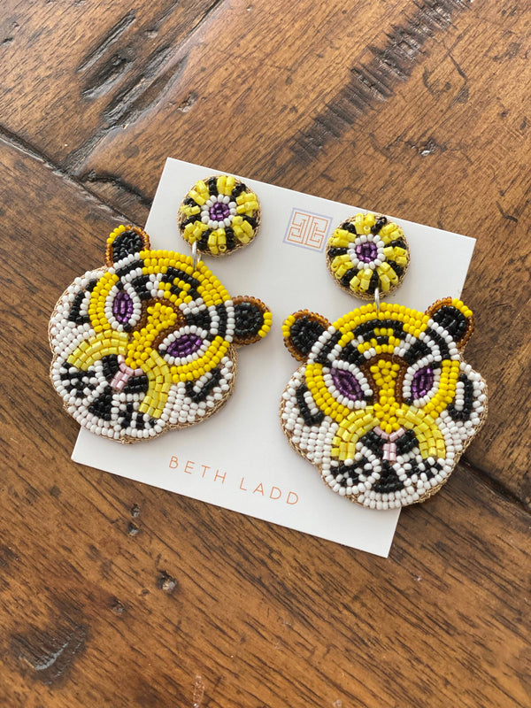 Yellow Tiger Earrings Game Day