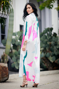 Long Sleeves Maxi Shirt Dress: Maroon / Medium