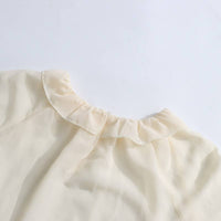SY636 Layered Ruffle Chiffon Blouse Long Sleeve Chic: Off-White / English / M