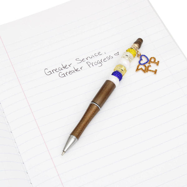 SGRHO Sorority Bling Bead and Charm Brown Pen