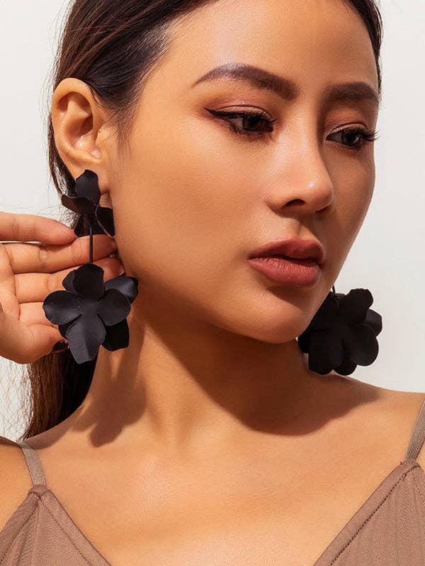 Flower Shape Drop Earrings Earrings Accessories: FUCHSIA / One_size