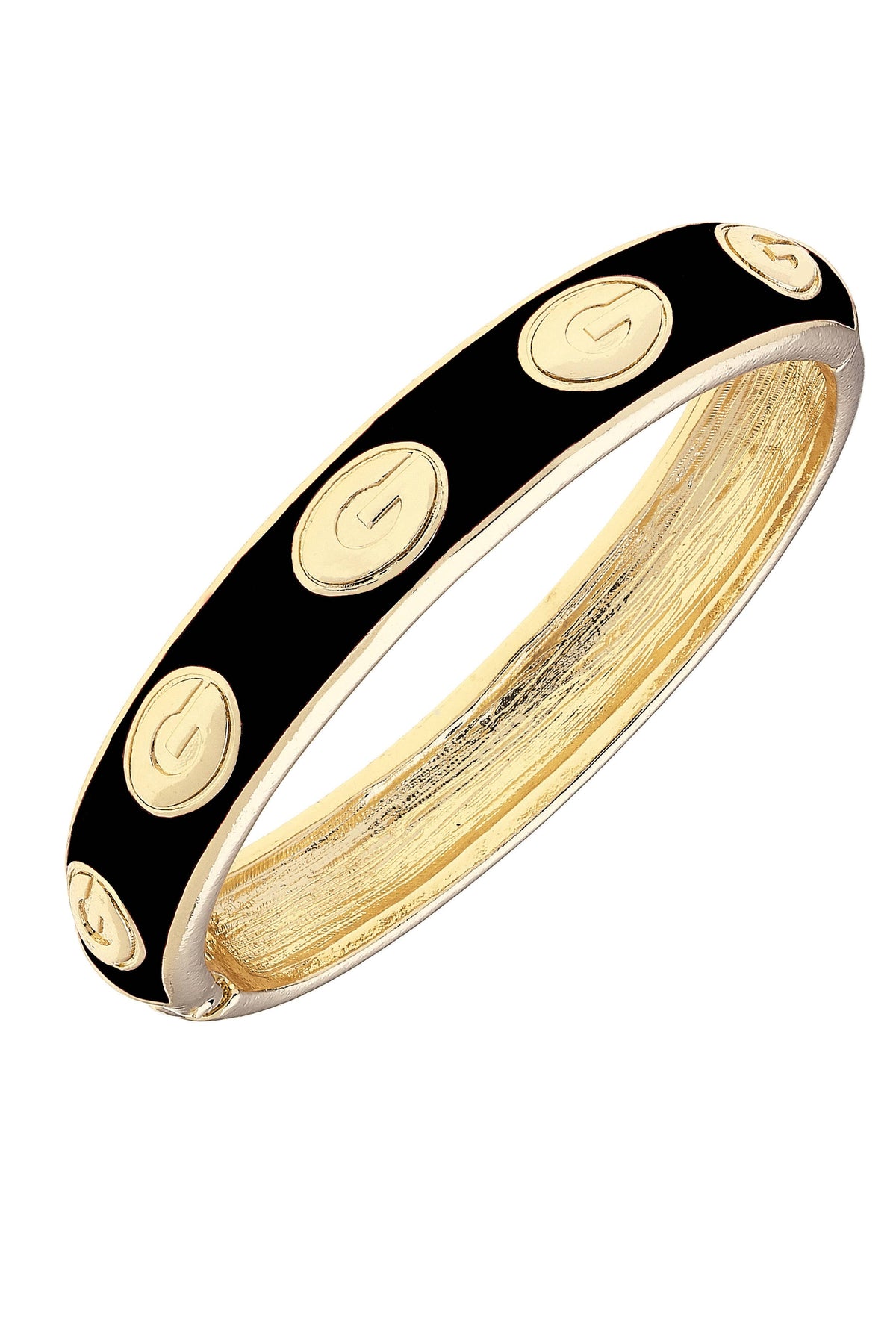Georgia Bulldogs Sculpted Enamel Logo Hinge Bangle in Black: Black
