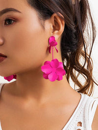 Flower Shape Drop Earrings Earrings Accessories: FUCHSIA / One_size