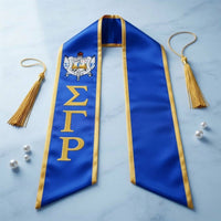 SGRHO Print Legacy Honor Stole in Blue with Gold: Color: Gold and Blue / Plating: Multi Tone / Size: 72 x 5 inches