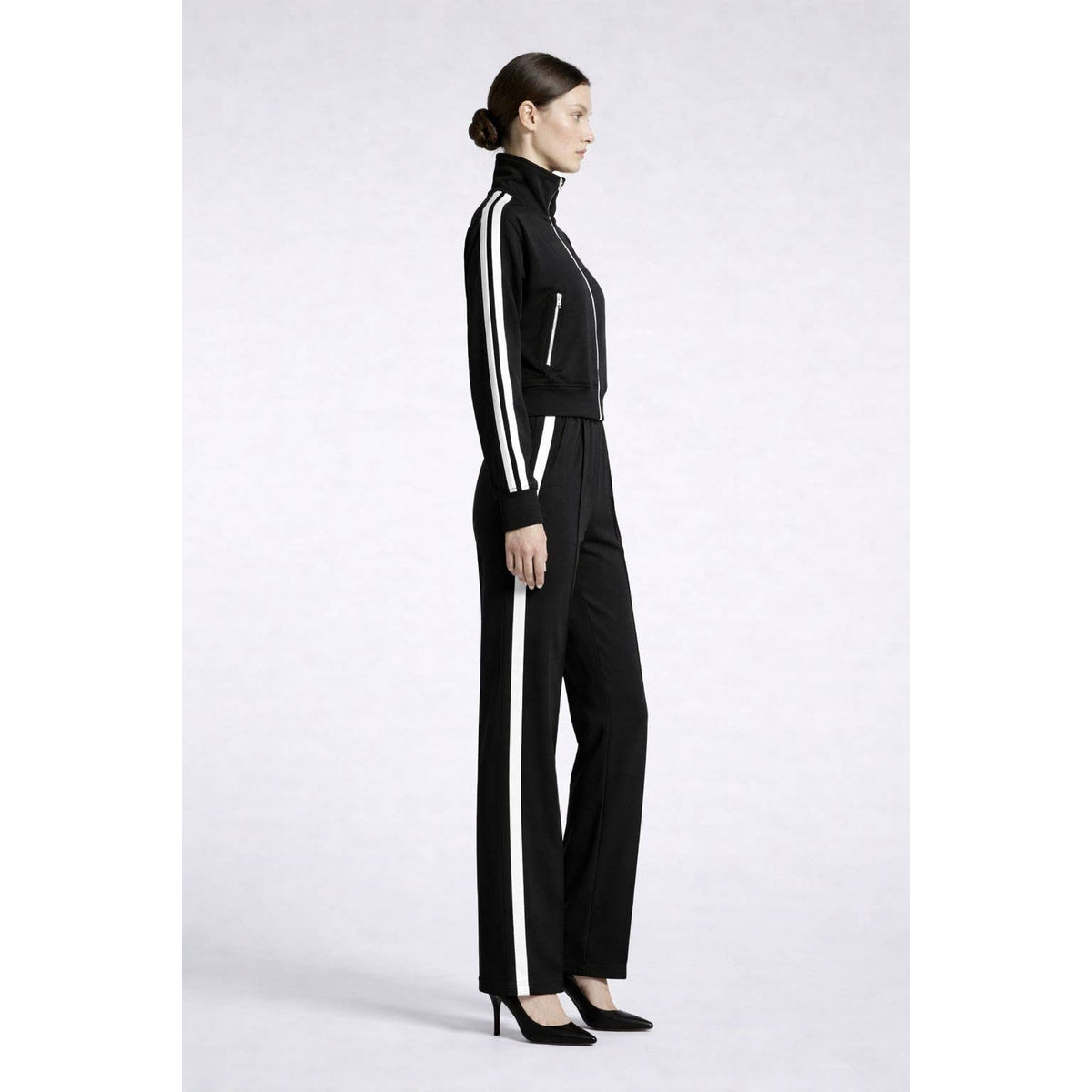 Midnight Stripe Luxe Track Set: BLACK / S-M-L-XL(2-2-2-2)