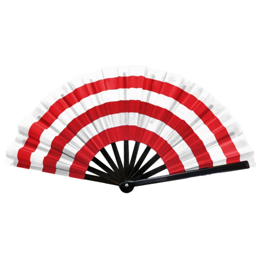 Color Block Striped Folding Line Dance Hand Fan: Red & White or Pink & Green
