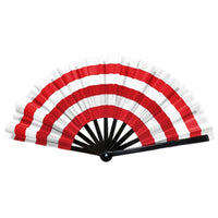 Color Block Striped Folding Line Dance Hand Fan: Red & White or Pink & Green