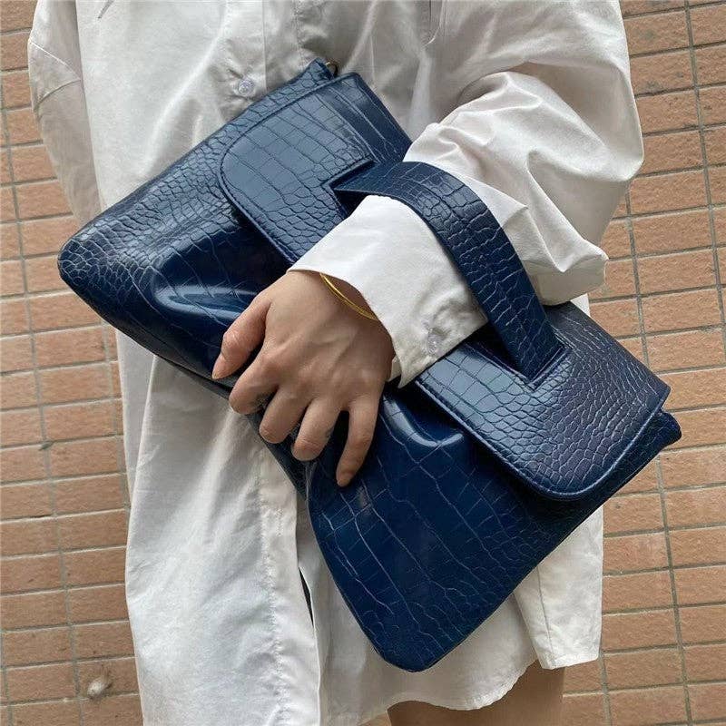 Crocodile Print Clutch With Wrist Strap: COCO