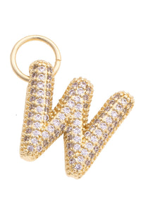 Canvas Style Charm Bar Letter Pave Initial Charm in Shiny Gold