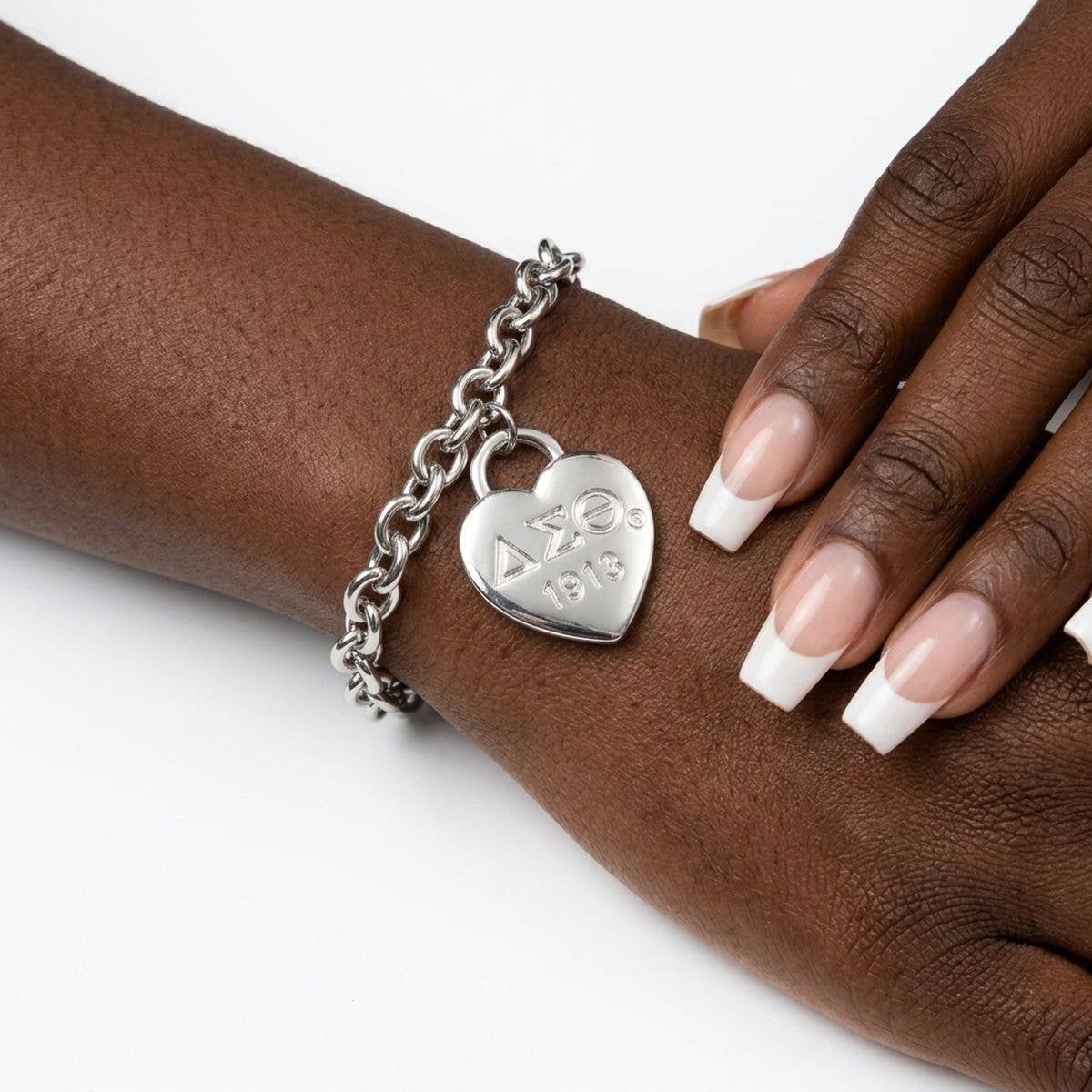 DST Silver 1913 Legacy Heart Lock Chain Bracelet: Silver / Rhodium / 8 inches