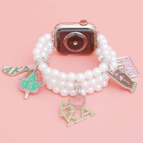 AKA Sorority White Pearl Watch Band for Women