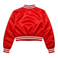 DST Greek Apparel Cropped Satin Varsity Jacket