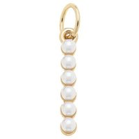 Pearl-Studded Letter Charm in Ivory: F