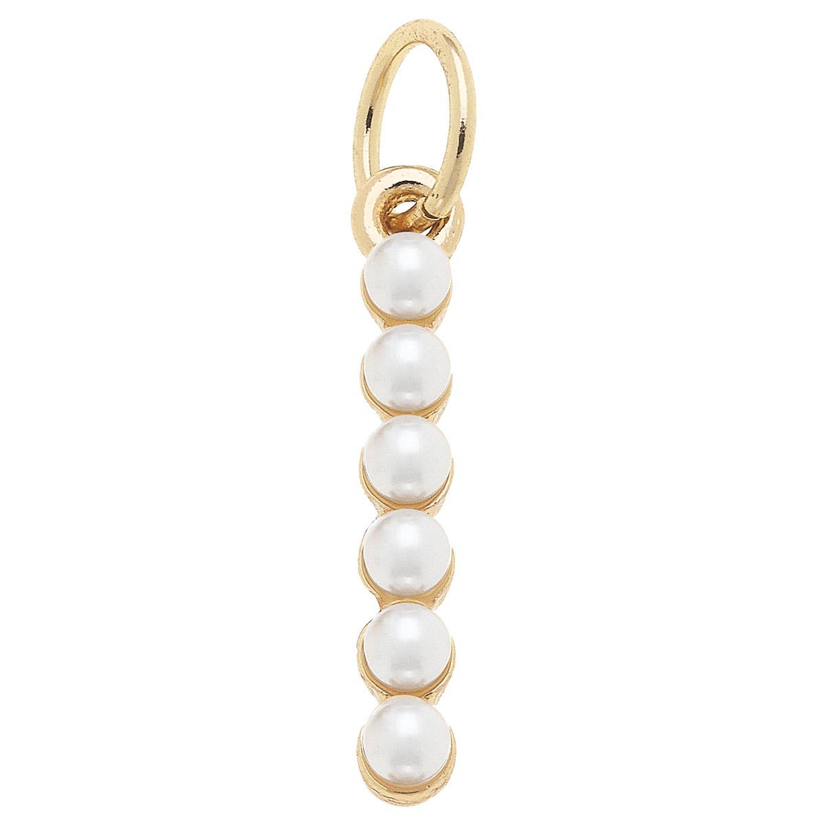 Pearl-Studded Letter Charm in Ivory: U
