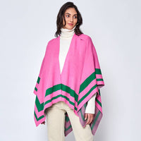 Striped Shoulder Strap Ruana Poncho