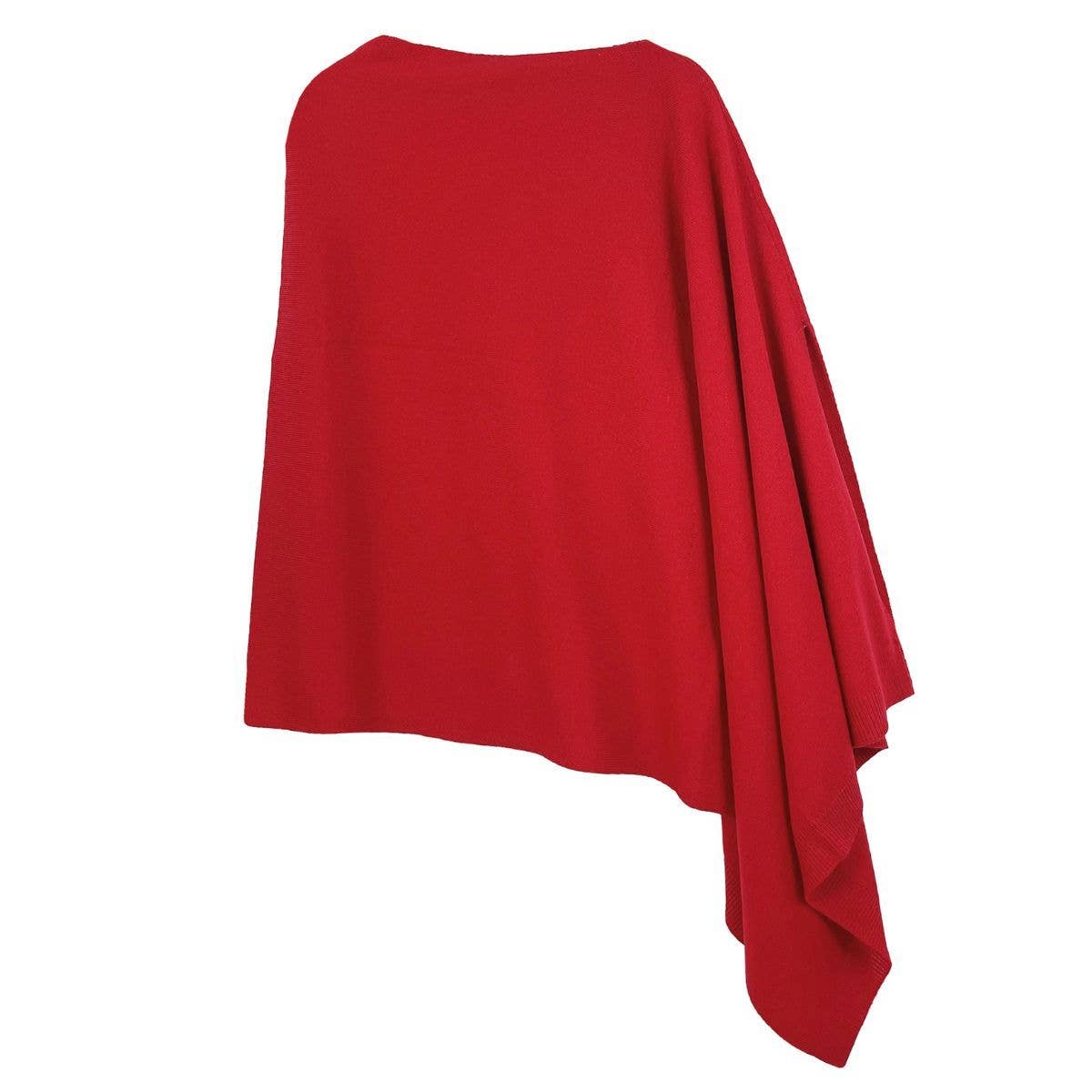 Scarf Poncho Acrylic Red Convertible Wrap for Women