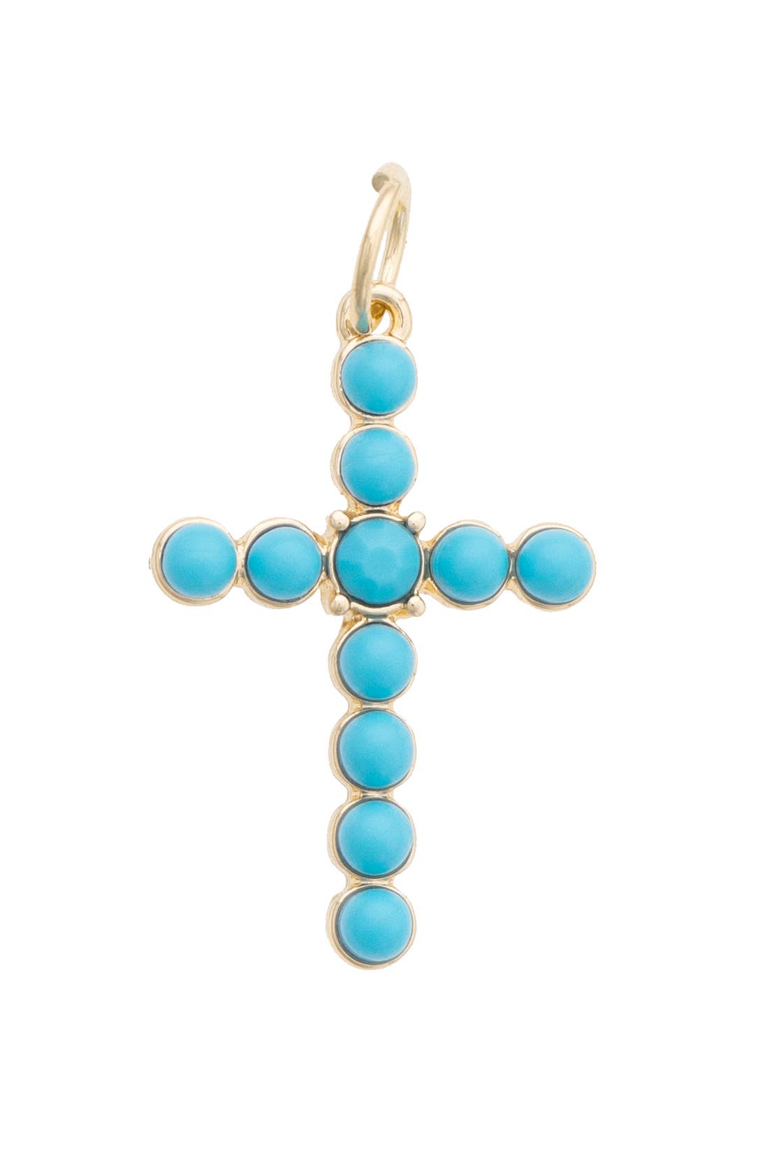 CANVAS STYLE CHARM BAR-Studded Cross Charm in Turquoise