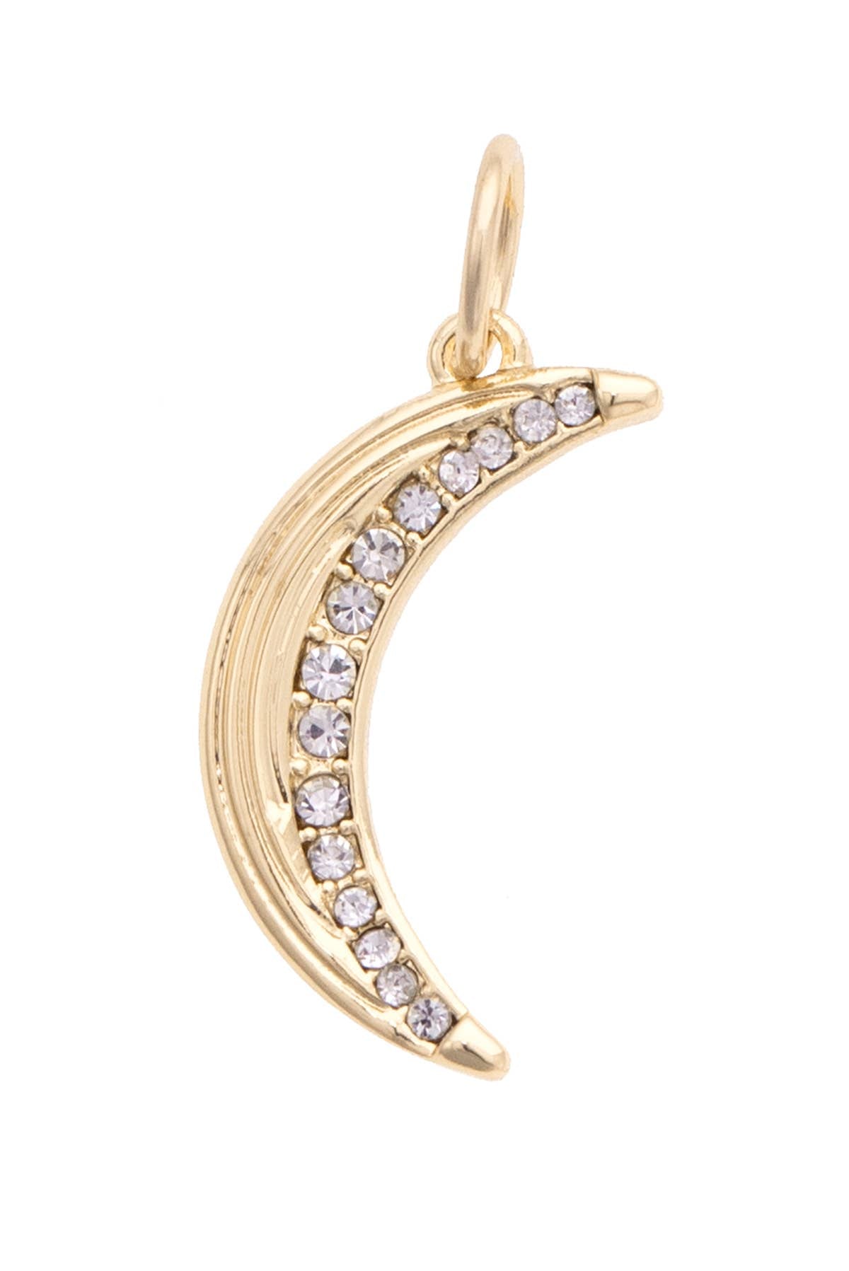 CANVAS STYLE CHARM BAR-Pave Crescent Moon Charm in Shiny Gold