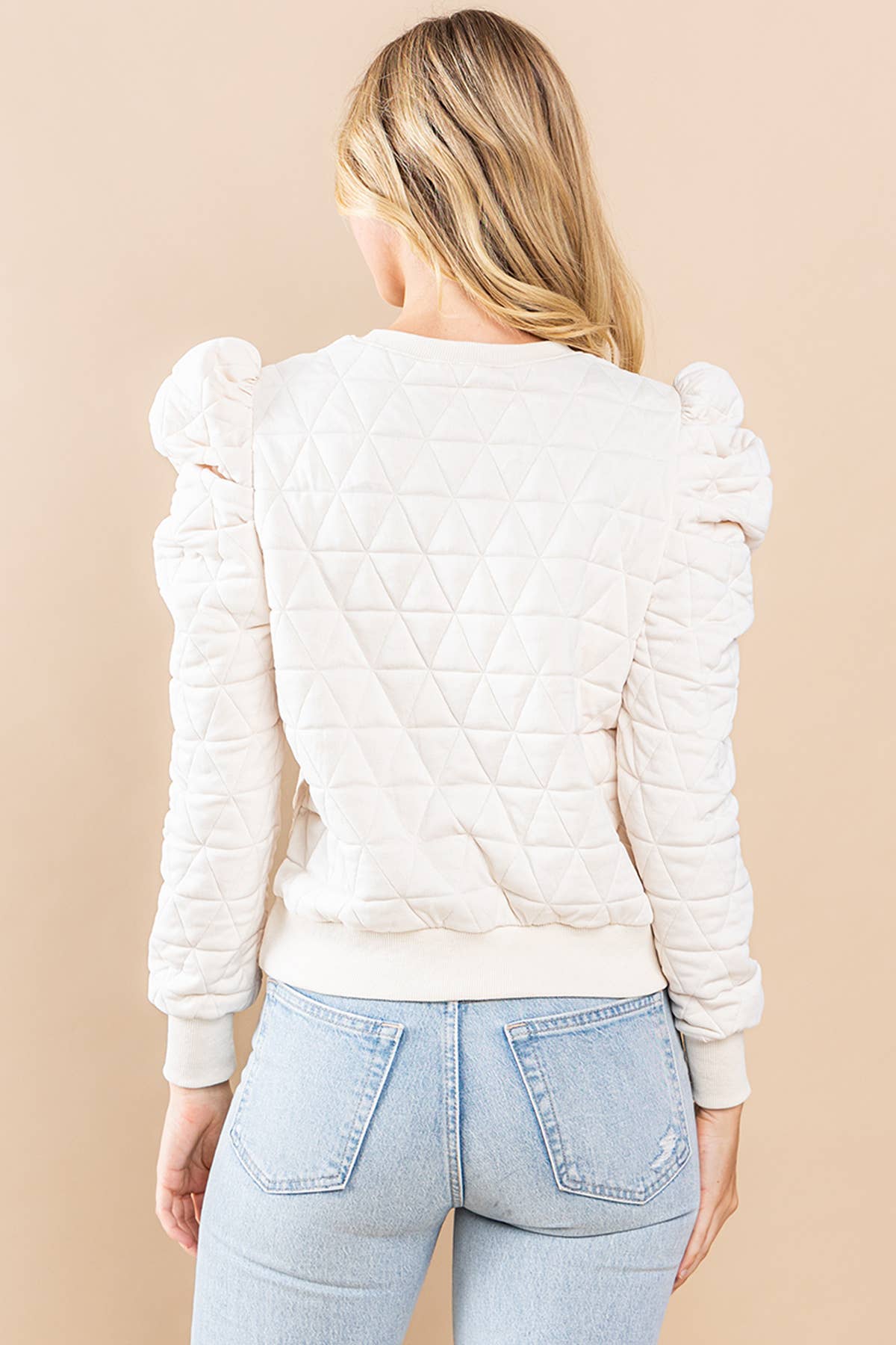 Katheryn Quilted Pull Over Top: Cream