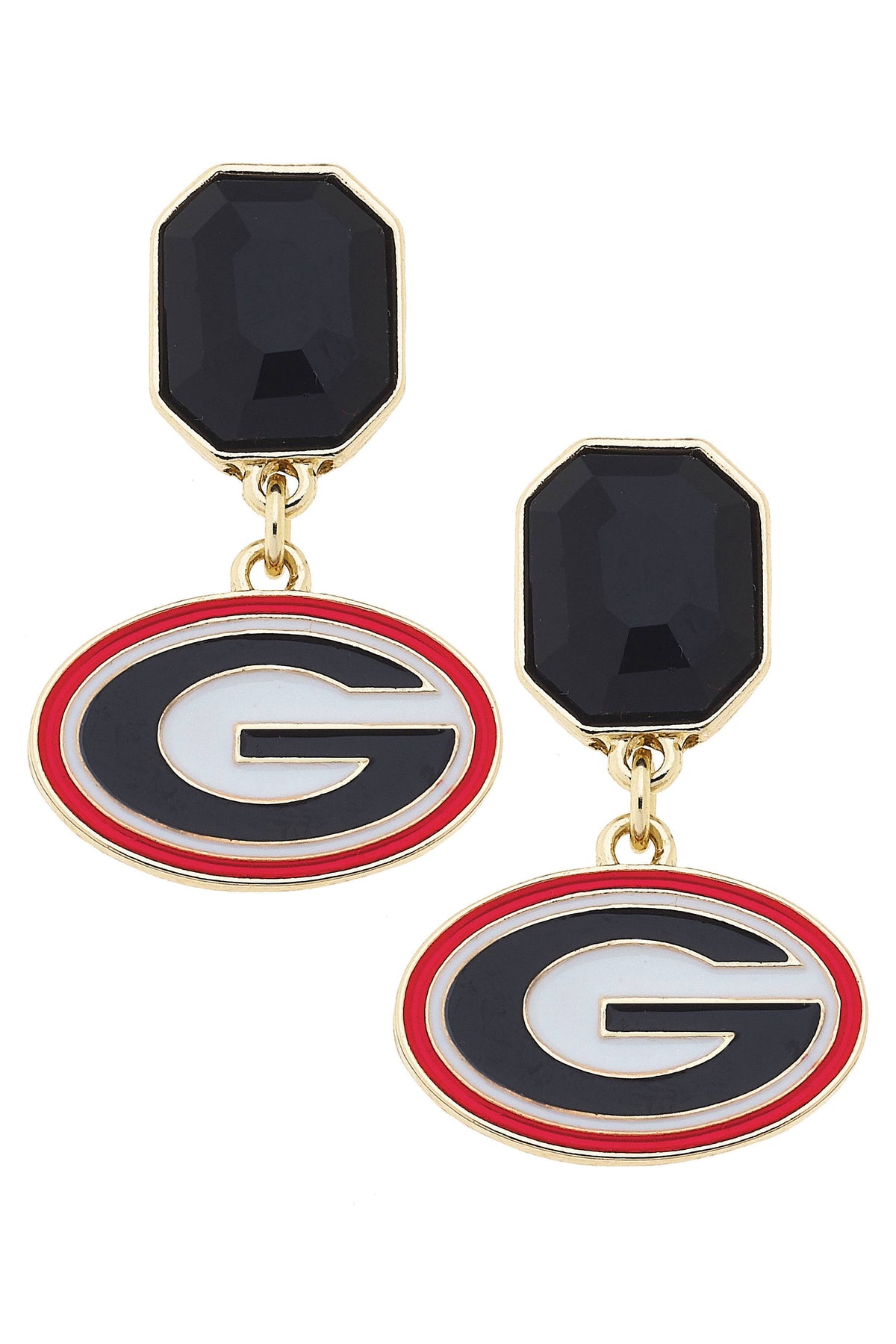 Georgia Bulldogs Rhinestone Enamel Logo Earrings