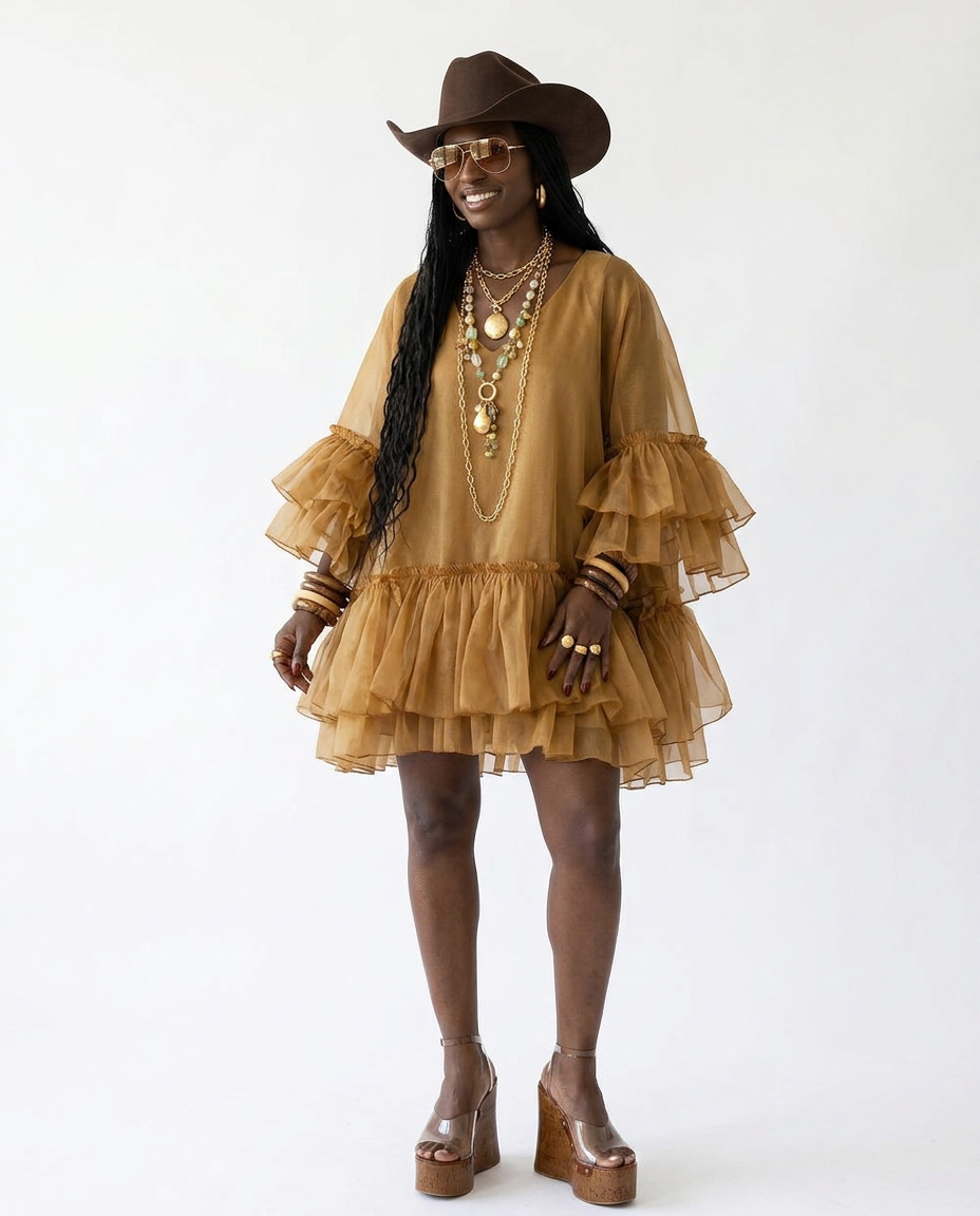 Divine Tiered Ruffle Mini Dress: Pink / One Size