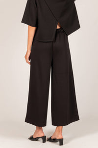 P. CILL Butter Modal Wide Leg Culotte Pants: Black or Charcoal