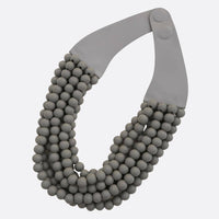 WOOD BEADED LAYERED MAGNETIC NECKLACE : Red