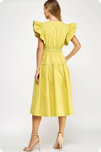 Francine Flutter Sleeve Poplin Midi Dress: Multiple colors